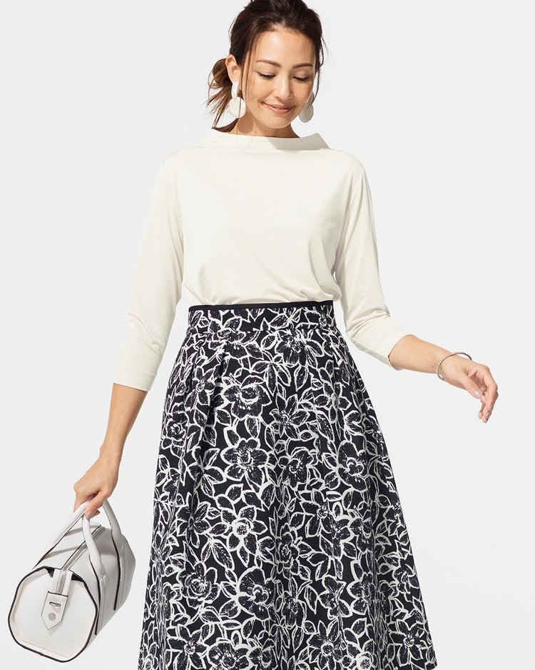 UVスラブ・ファネルネック7分袖/無地 詳細画像 オフホワイト 1