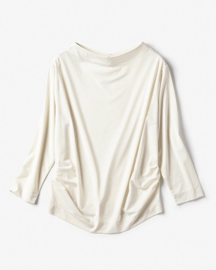 UVスラブ・ファネルネック7分袖/無地 詳細画像 オフホワイト 2