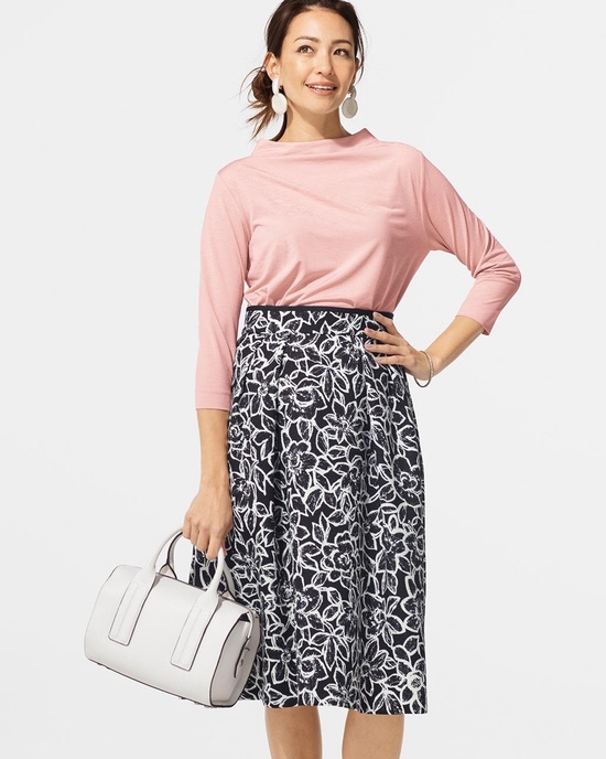 UVスラブ・ファネルネック7分袖/無地