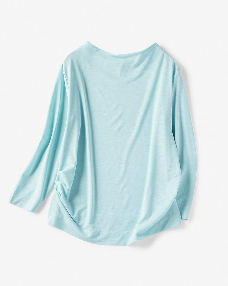 UVスラブ・ファネルネック7分袖/無地 詳細画像 ペールグリーン 1