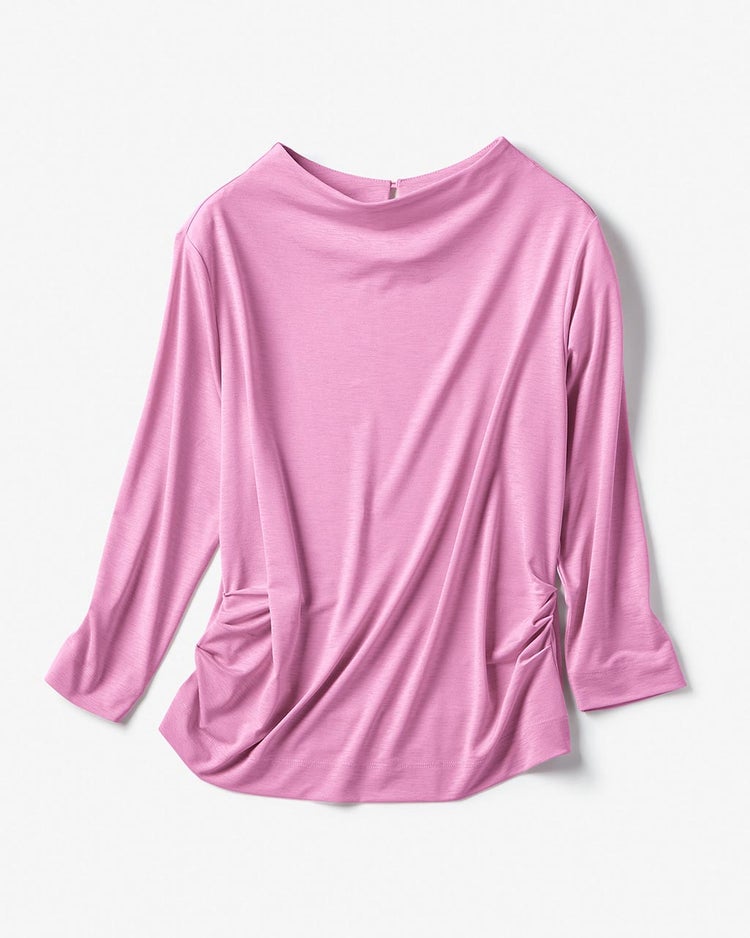 UVスラブ・ファネルネック7分袖/無地 詳細画像 ライラック 2