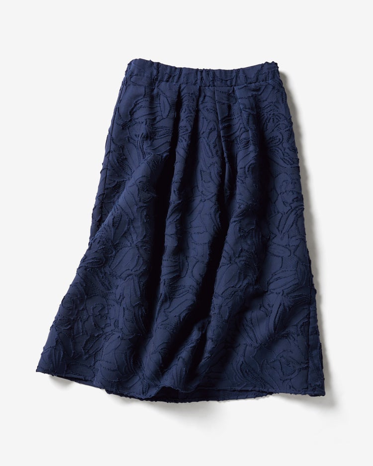 カットジャカード・タックフレアスカート 詳細画像 ミッドナイトブルー 4