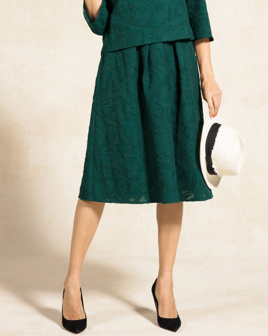 カットジャカード・タックフレアスカート