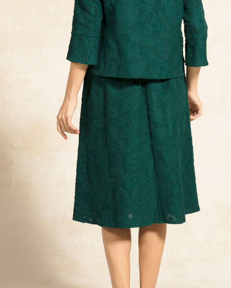 カットジャカード・タックフレアスカート 詳細画像 グリーン 3
