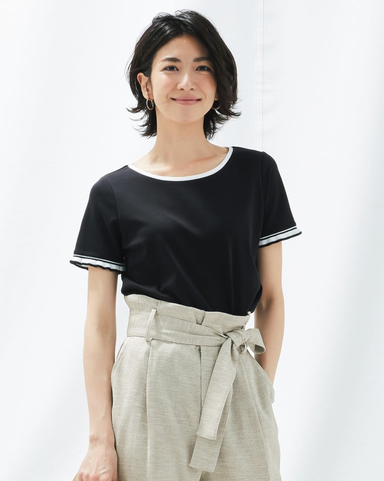 ニットトリミング・Tシャツ 詳細画像 ブラック 1