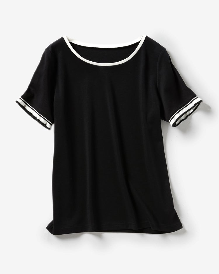 ニットトリミング・Tシャツ 詳細画像 ブラック 6