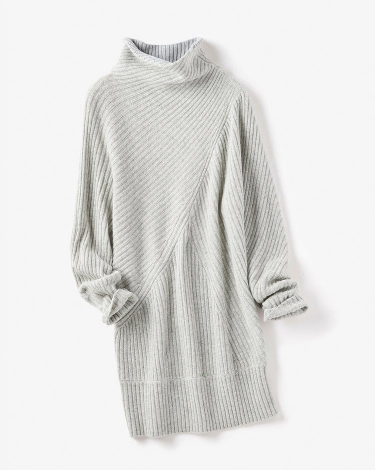 カシミヤ混・アシメリブ編みセーター 詳細画像 ライトグレー 6