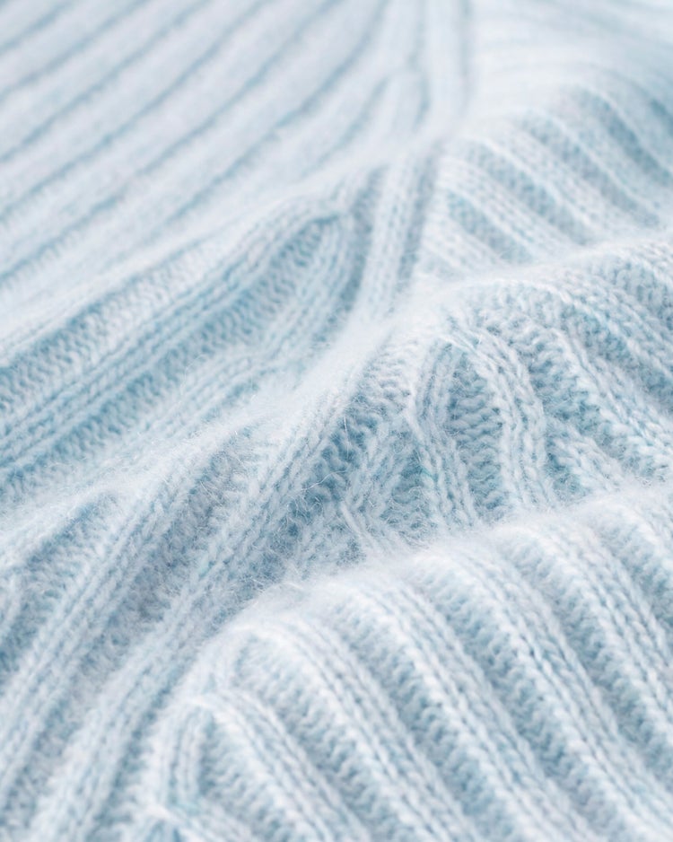 カシミヤ混・アシメリブ編みセーター 詳細画像 ペールブルー 2