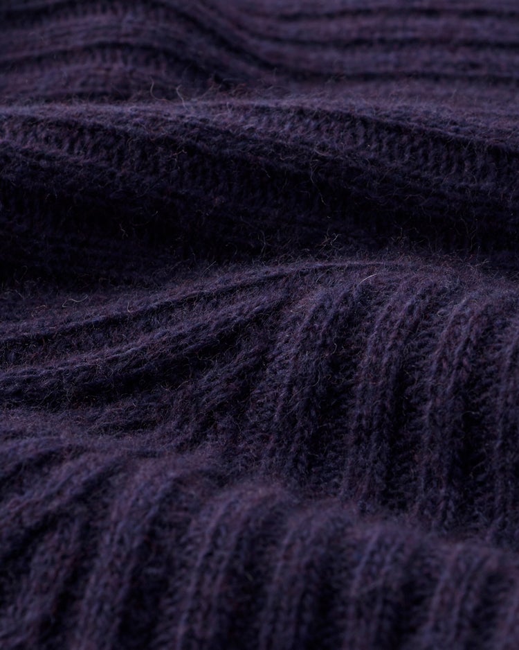 カシミヤ混・アシメリブ編みセーター 詳細画像 茄子紺 5