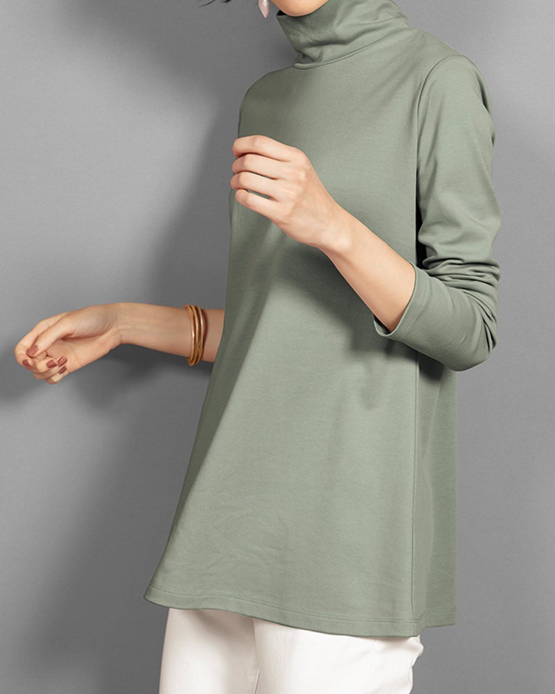 超長綿ハイネック Aライントップス 40代50代からのレディース メンズファッション通販 Doclasse ドゥクラッセ