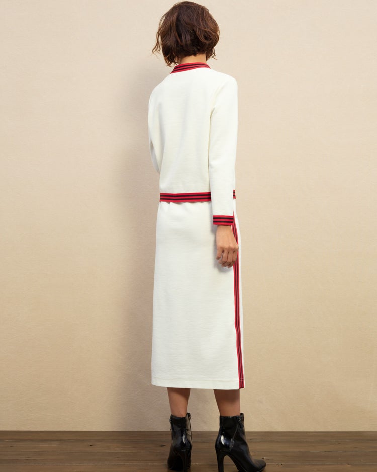 ウール混ポンチ・ラインスカート 詳細画像 オフホワイト 3