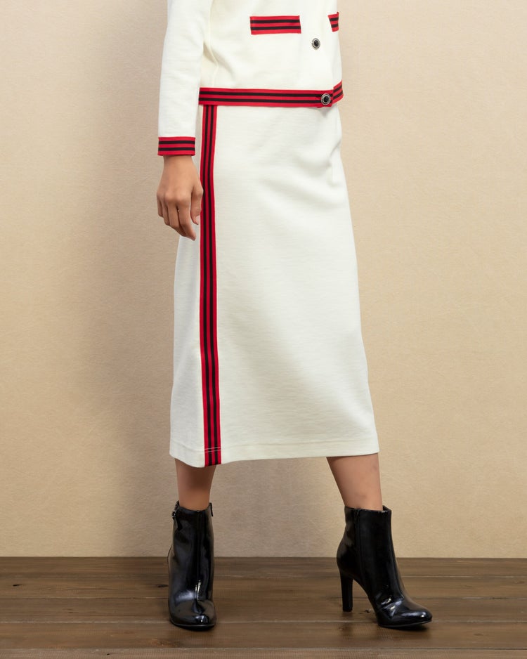 ウール混ポンチ・ラインスカート 詳細画像 オフホワイト 4