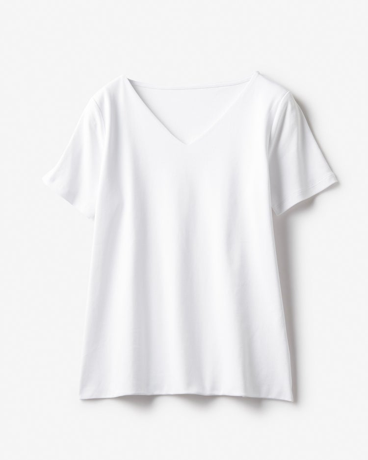 Vネック／半袖・ドゥクラッセTシャツ 詳細画像 ホワイト 4
