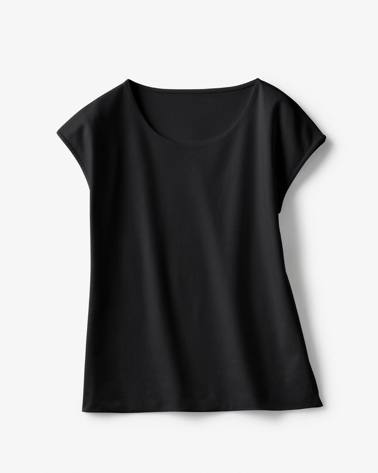 ジュエルネック／フレンチ袖・ドゥクラッセTシャツ 詳細画像 ブラック 3