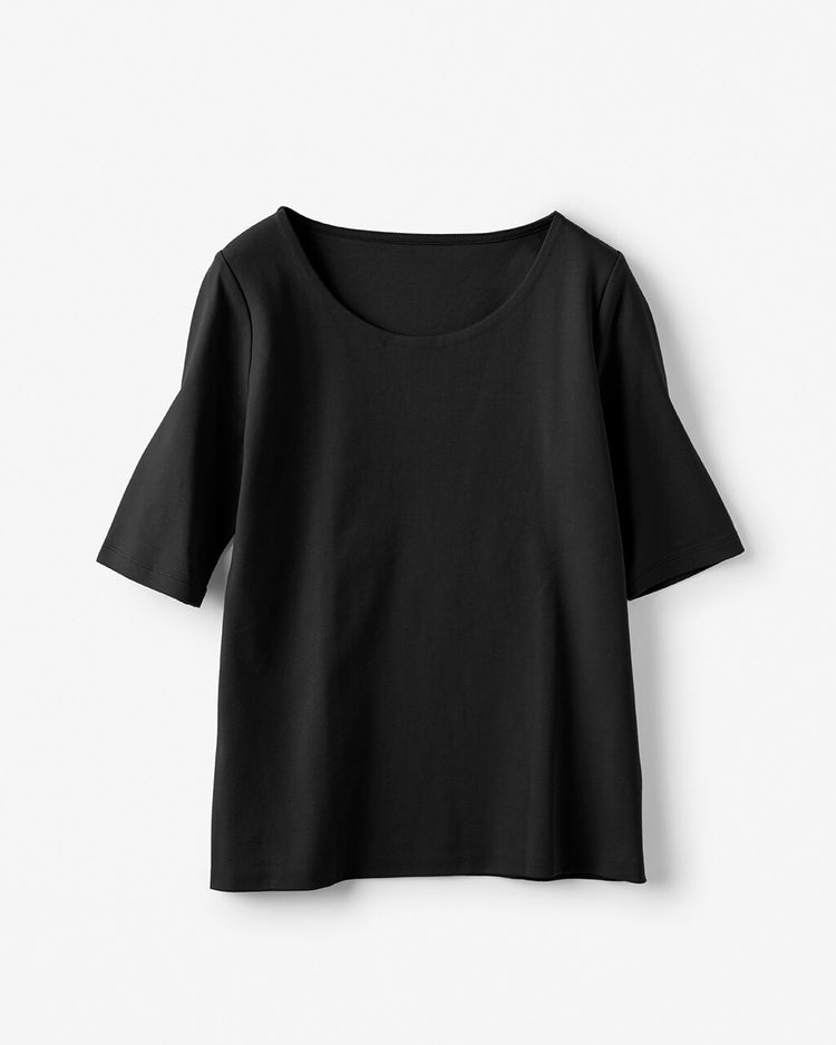 ジュエルネック／５分袖・ドゥクラッセTシャツ 詳細画像 ブラック 1