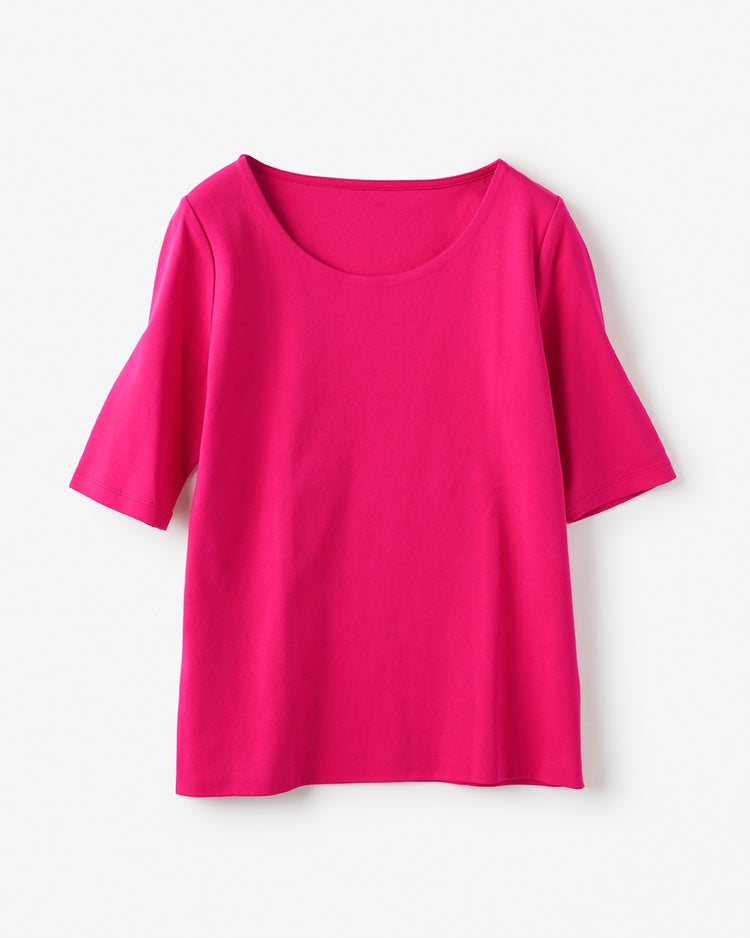ジュエルネック／５分袖・ドゥクラッセTシャツ 詳細画像 フューシャピンク 1