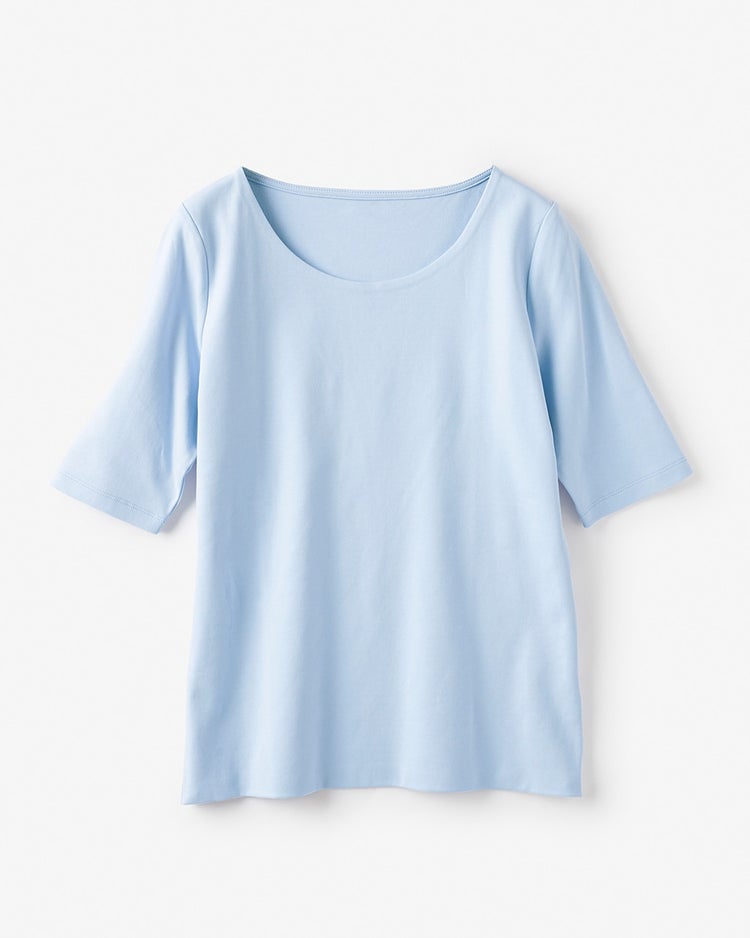ジュエルネック／５分袖・ドゥクラッセTシャツ 詳細画像 ペールブルー 1