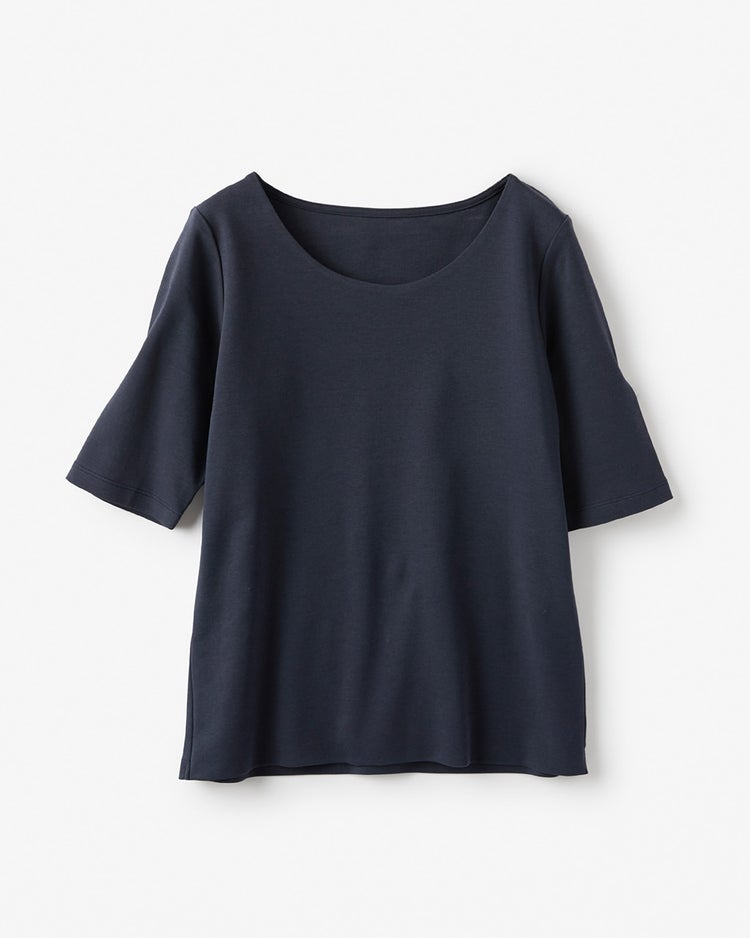 ジュエルネック／５分袖・ドゥクラッセTシャツ 詳細画像 ミッドナイトブルー 1