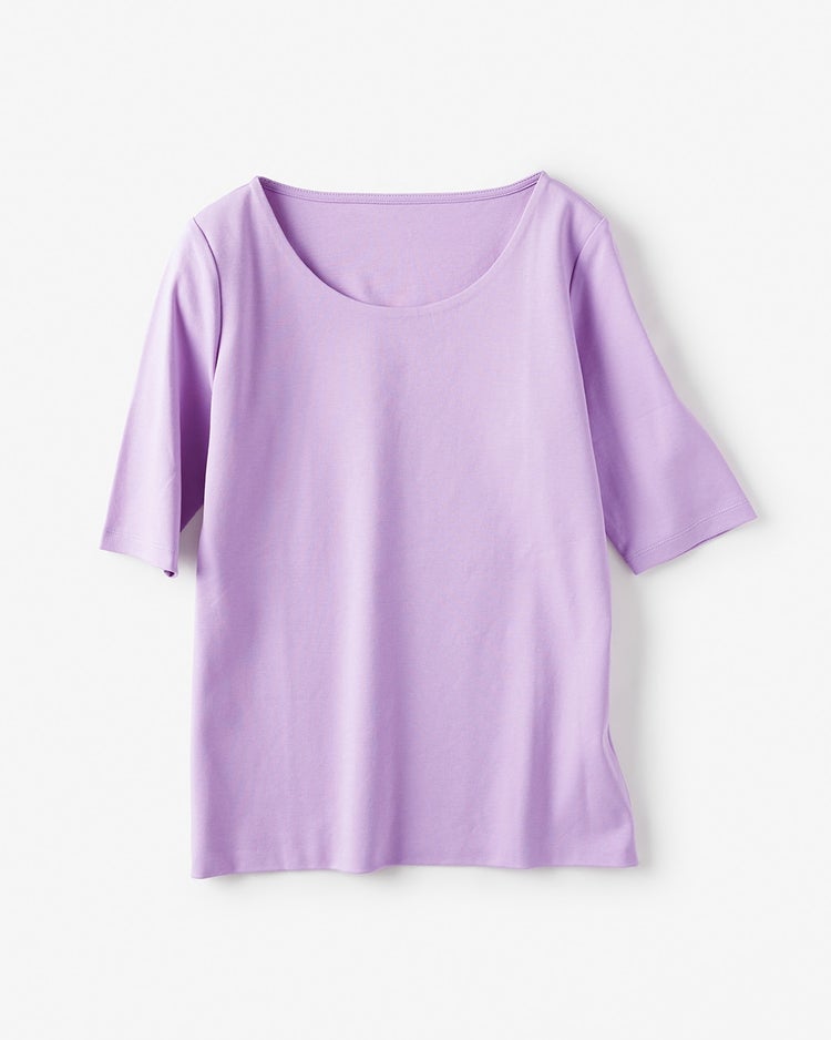 ジュエルネック／５分袖・ドゥクラッセTシャツ 詳細画像 バイオレット 1