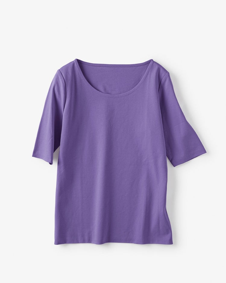 ジュエルネック／５分袖・ドゥクラッセTシャツ 詳細画像 パープル 1