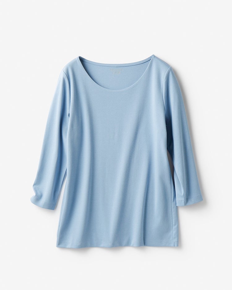 ジュエルネック／７分袖・ドゥクラッセTシャツ 詳細画像 ブルーグレー 3