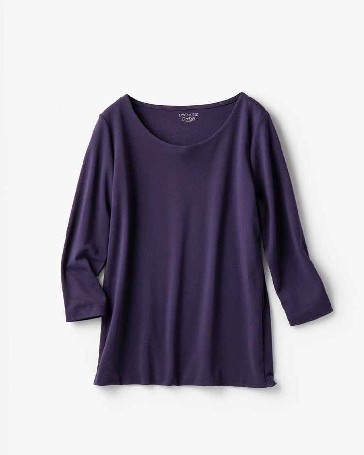 ジュエルネック／７分袖・ドゥクラッセTシャツ 詳細画像 茄子紺 3