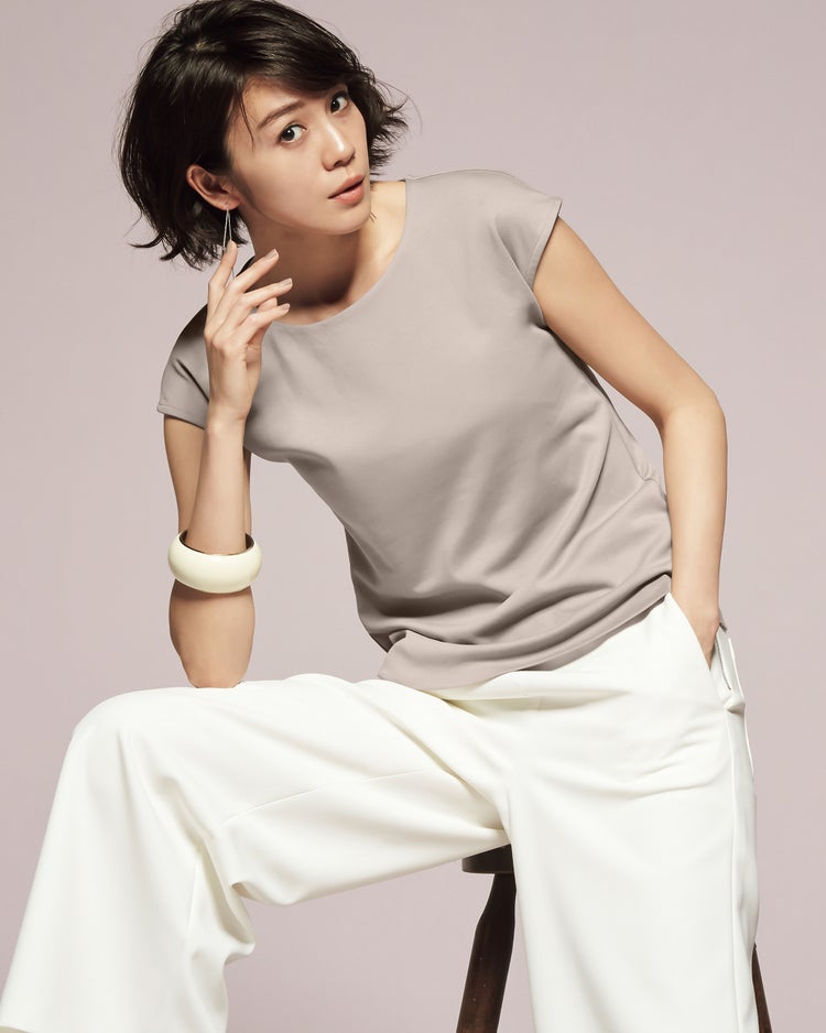 ボートネック／フレンチ袖・ドゥクラッセＴシャツ（58cm丈) 詳細画像 グレーベージュ 1