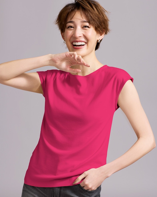ボートネック／フレンチ袖・ドゥクラッセＴシャツ（58cm丈)