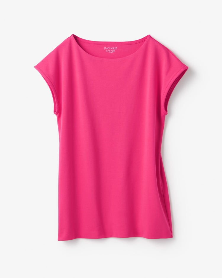 ボートネック／フレンチ袖・ドゥクラッセＴシャツ（58cm丈) 詳細画像 フューシャピンク 3