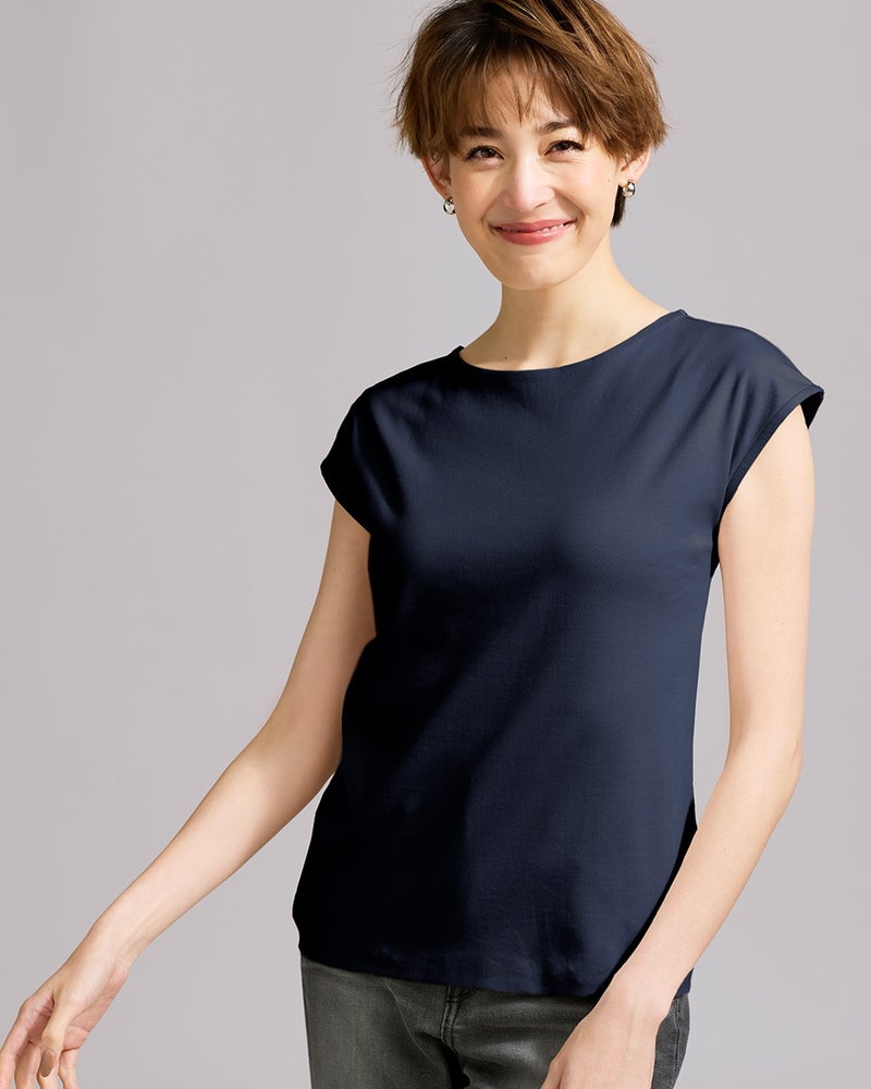 ボートネック／フレンチ袖・ドゥクラッセＴシャツ（58cm丈)/40代50代からのレディース・メンズファッション通販 DoCLASSE(ドゥクラッセ)