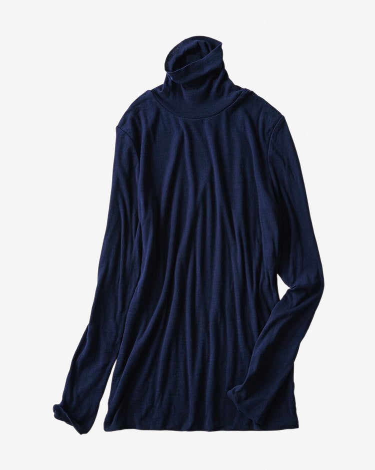 コットンダブルガーゼ・タートル（袖二重） 詳細画像 ミッドナイトブルー 3