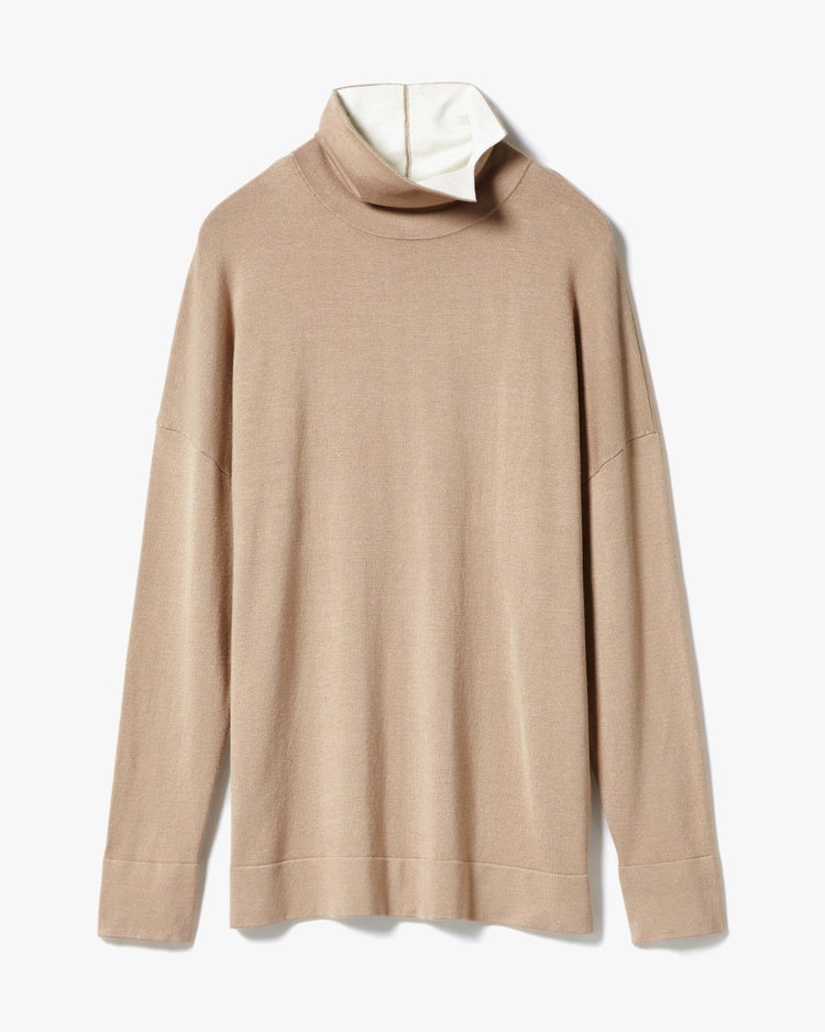 配色ニット・スリットタートル 詳細画像 モカ 2