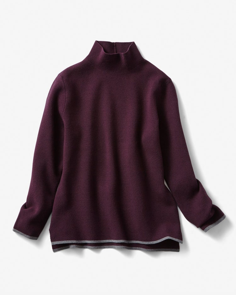 ミラノリブ配色・ハイネックセーター 詳細画像 パープル 2