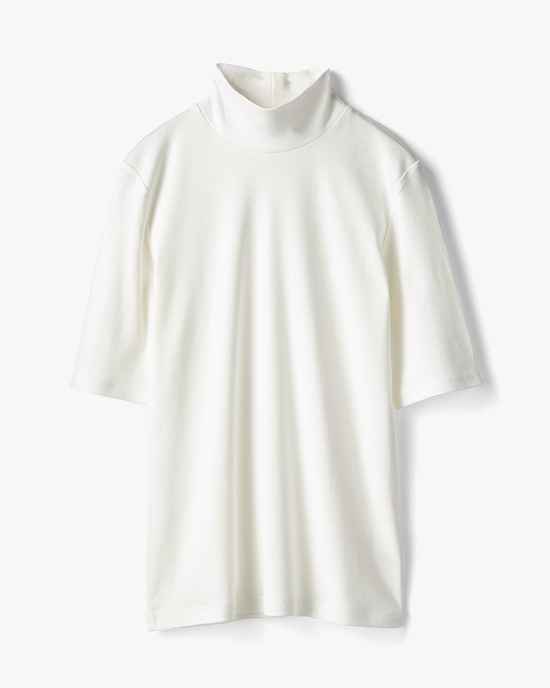 超長綿5分袖カットソー/無地