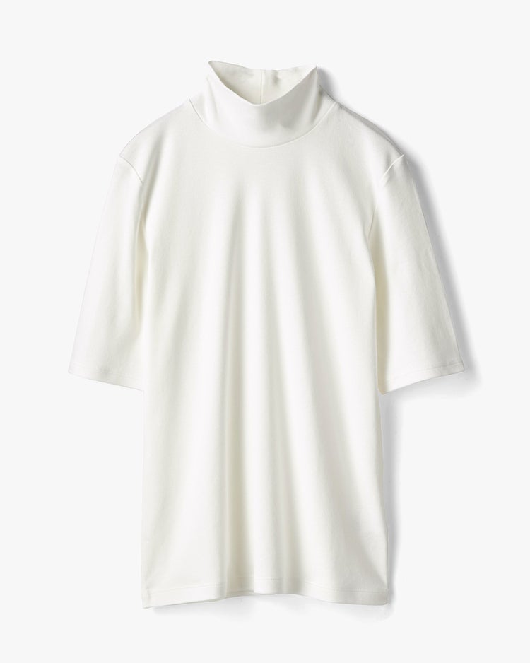 □超長綿5分袖カットソー／無地 詳細画像 オフホワイト 1