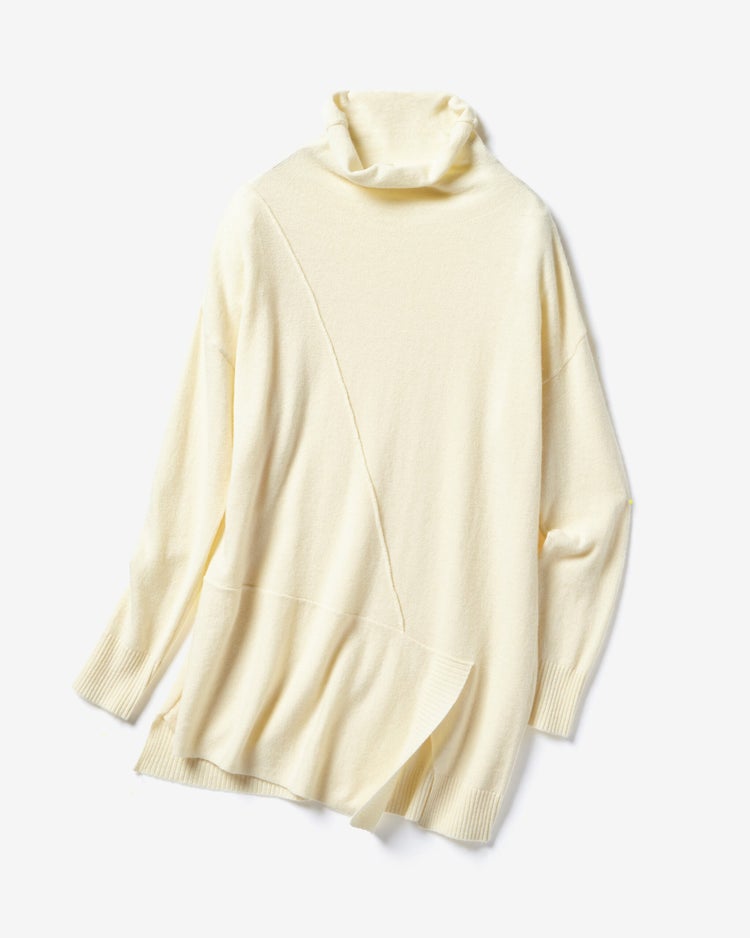 アルパカ混・アシメタートルニット 詳細画像 アイボリー 3