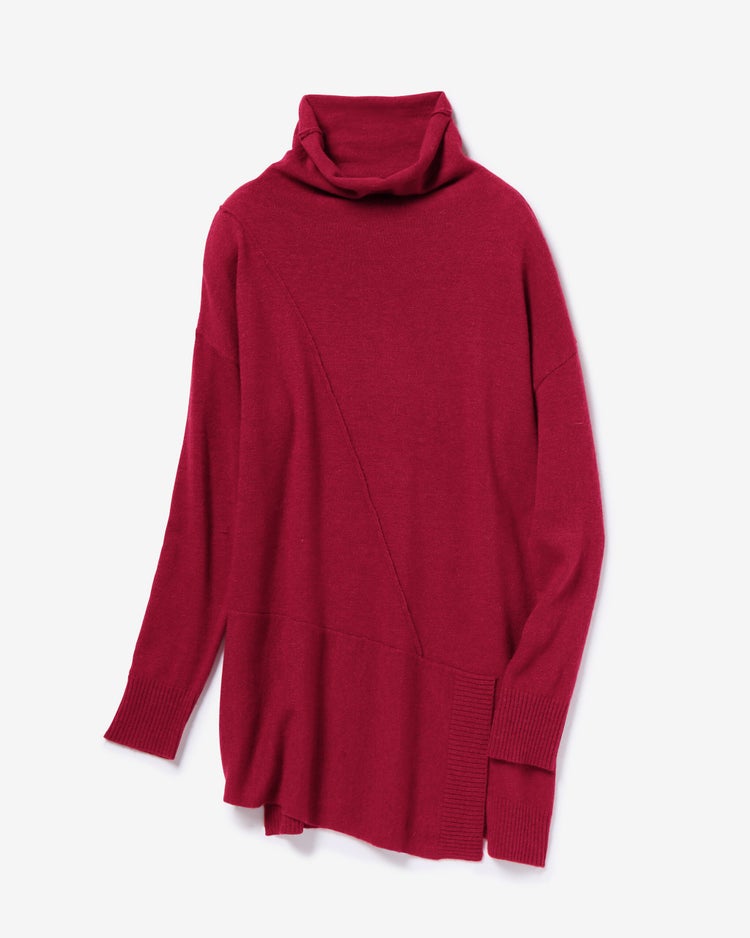 アルパカ混・アシメタートルニット 詳細画像 ワイン 1