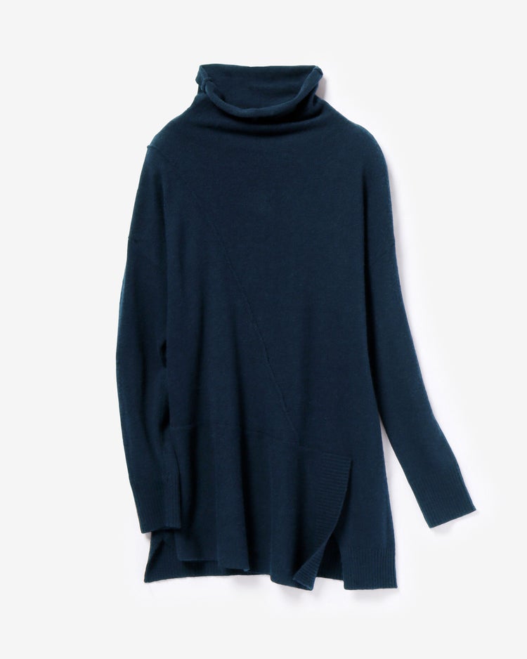 アルパカ混・アシメタートルニット 詳細画像 ミッドナイトブルー 1