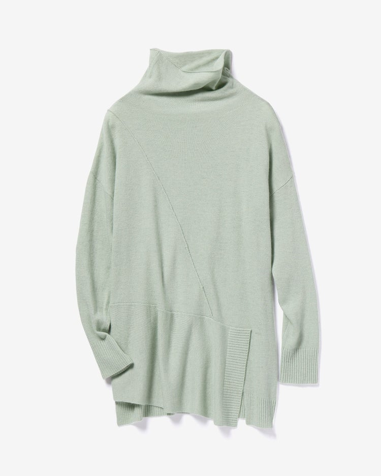 アルパカ混・アシメタートルニット 詳細画像 アクア 1