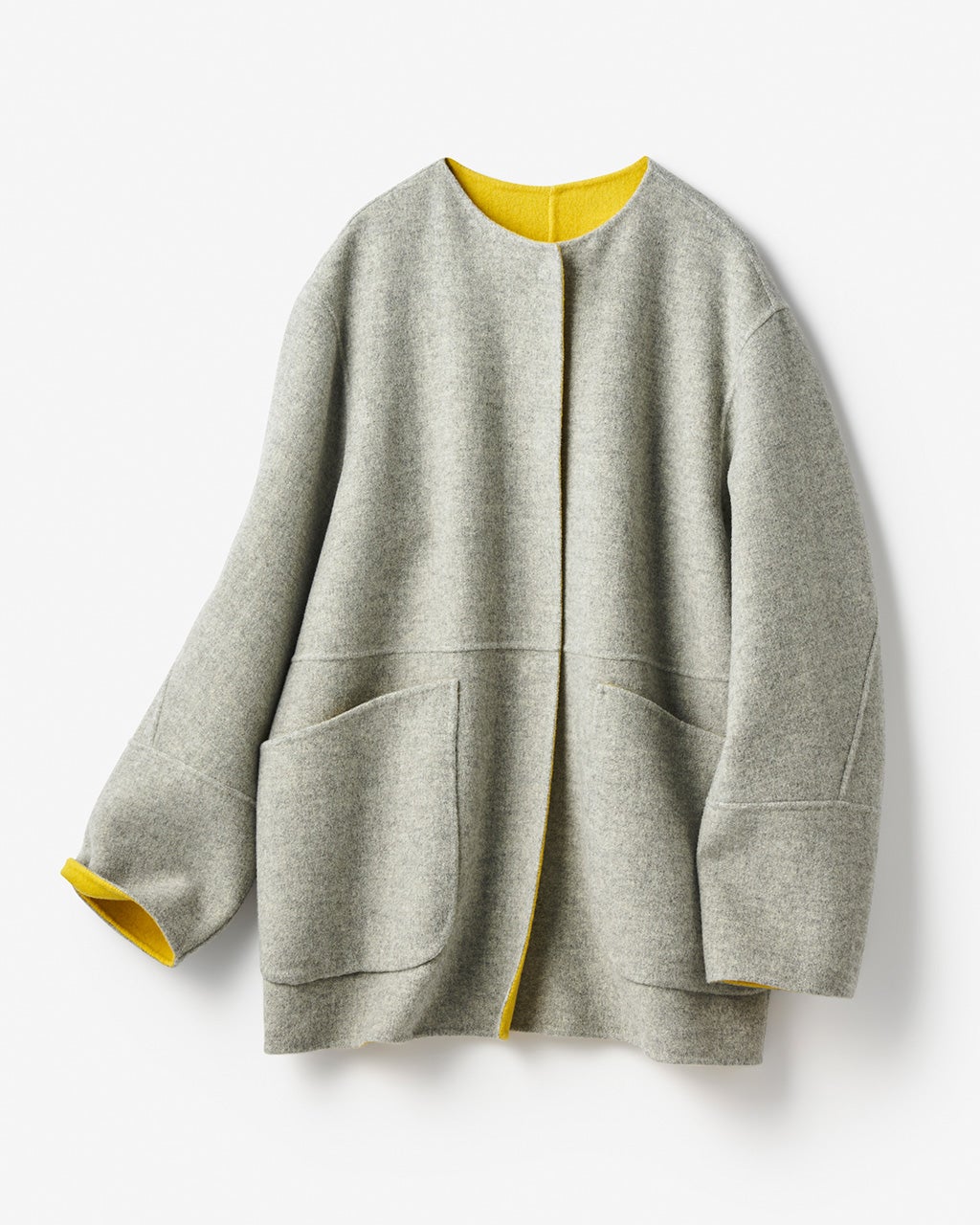 良品レディースSDeuxieme Classeカシミア混ノーカラーコート 良品レディースSDeuxieme Classeカシミア混ノーカラーコート