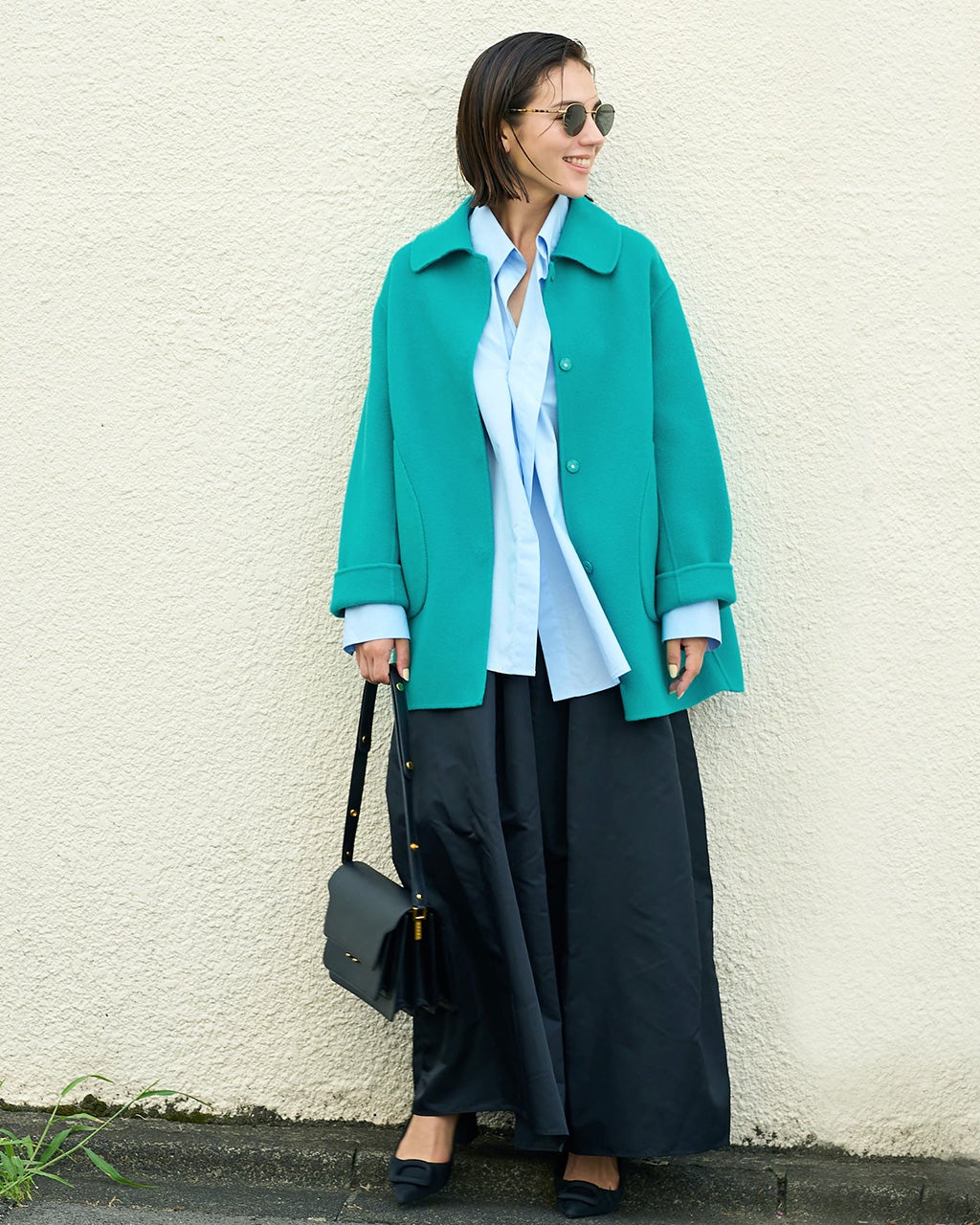 カシミヤ混ウールリバー・コート/DoCLASSE