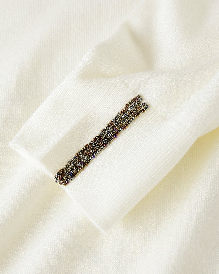 ビーズデザインカフス・タートルニット 詳細画像 ホワイト 3