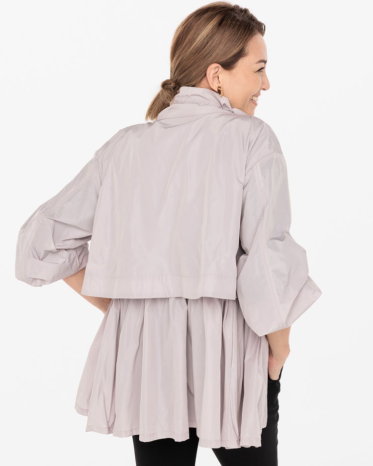 メモリータフタ・ペプラムギャザージャケット 詳細画像 ウォームグレー 3