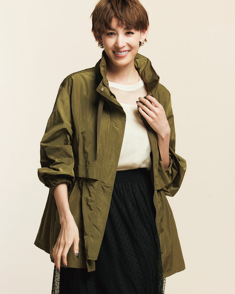 メモリータフタ・ペプラムギャザージャケット 詳細画像 カーキ 2