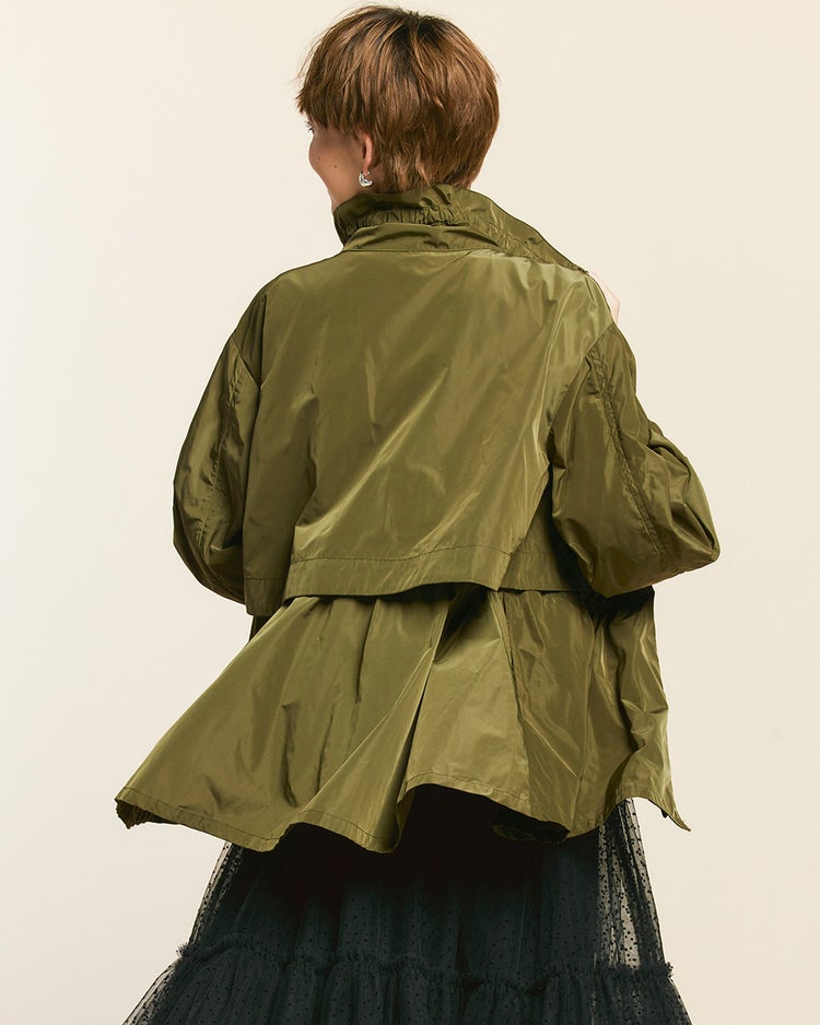 メモリータフタ・ペプラムギャザージャケット 詳細画像 カーキ 3