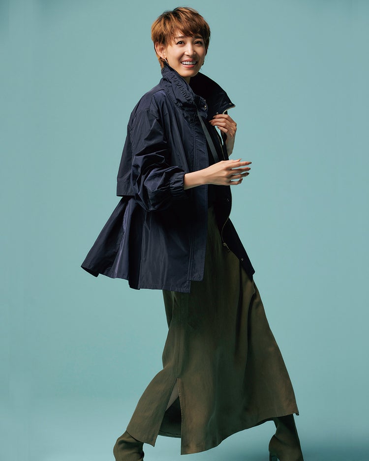 メモリータフタ・ペプラムギャザージャケット 詳細画像 ミッドナイトブルー 1