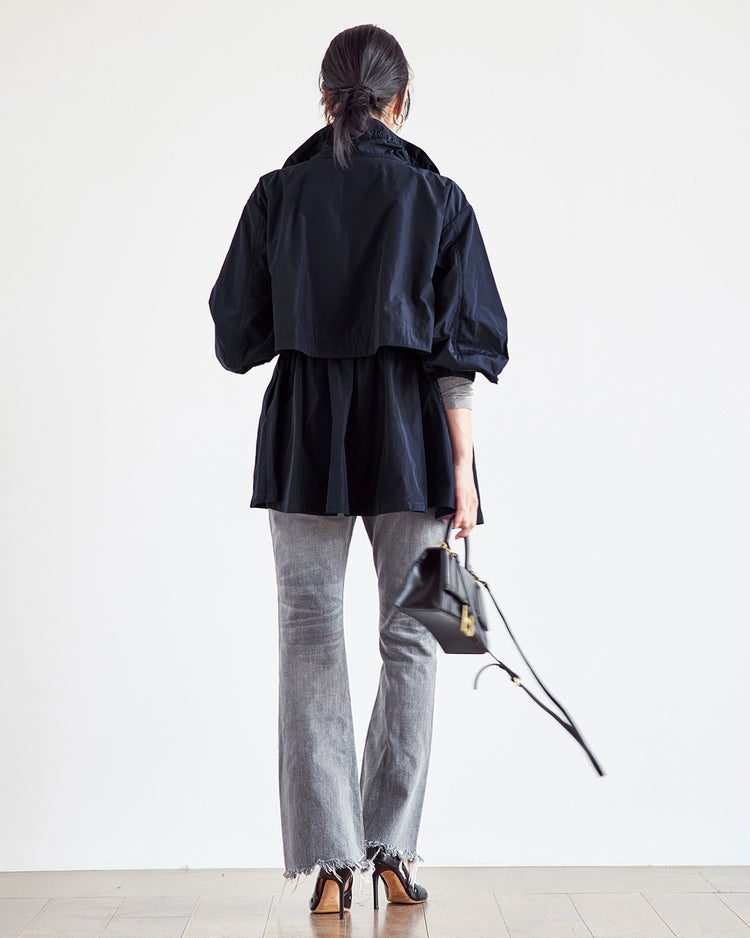 メモリータフタ・ペプラムギャザージャケット 詳細画像 ミッドナイトブルー 5