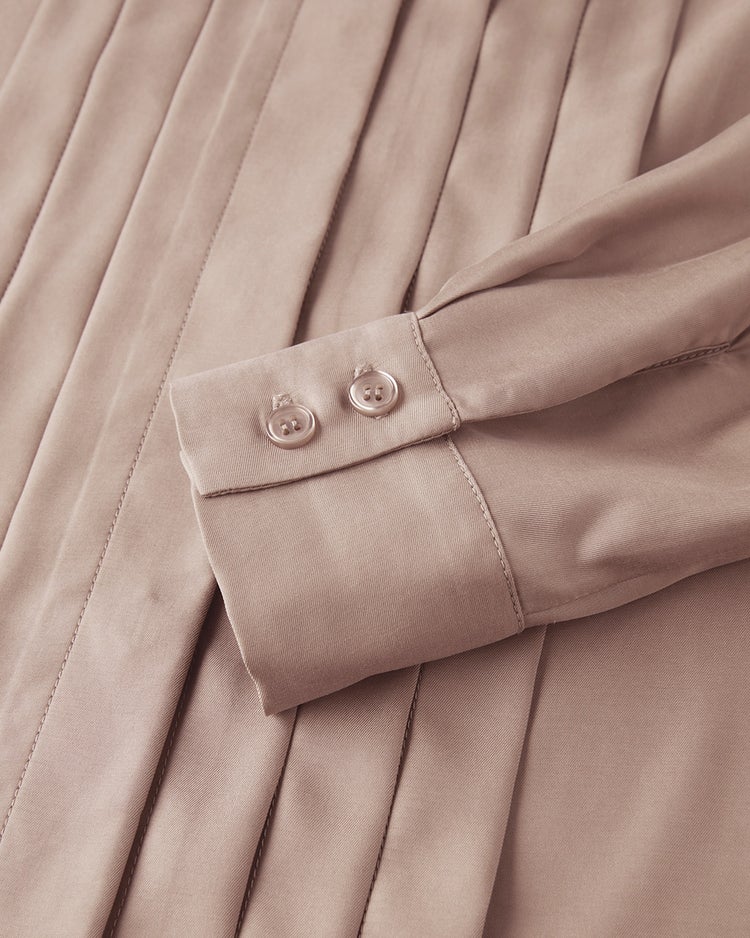 キュプラ混シャンブレー・ボウタイブラウス 詳細画像 ピンクベージュ 2