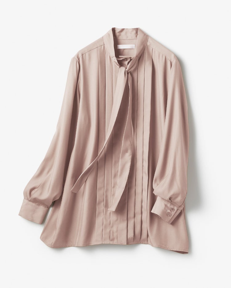 キュプラ混シャンブレー・ボウタイブラウス 詳細画像 ピンクベージュ 3