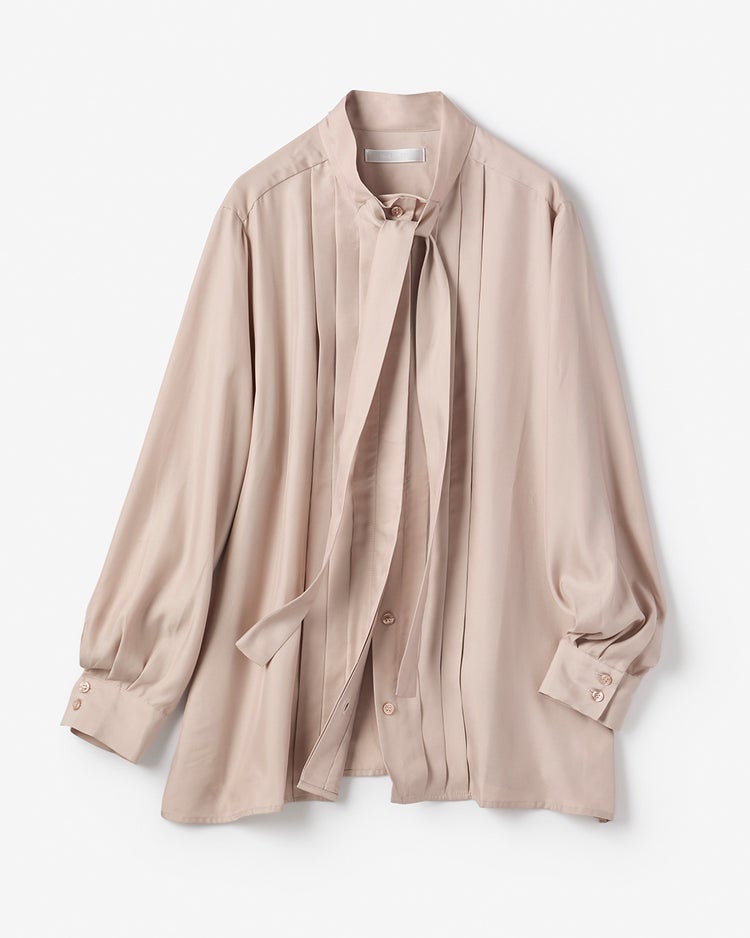 キュプラ混シャンブレー・ボウタイブラウス 詳細画像 ピンクベージュ 6